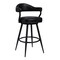 Armen Living Amador 26" Counter Height Barstool in a Black Powder Coated Finish and Vintage Black Faux Leather 721535746965 - alternate 1